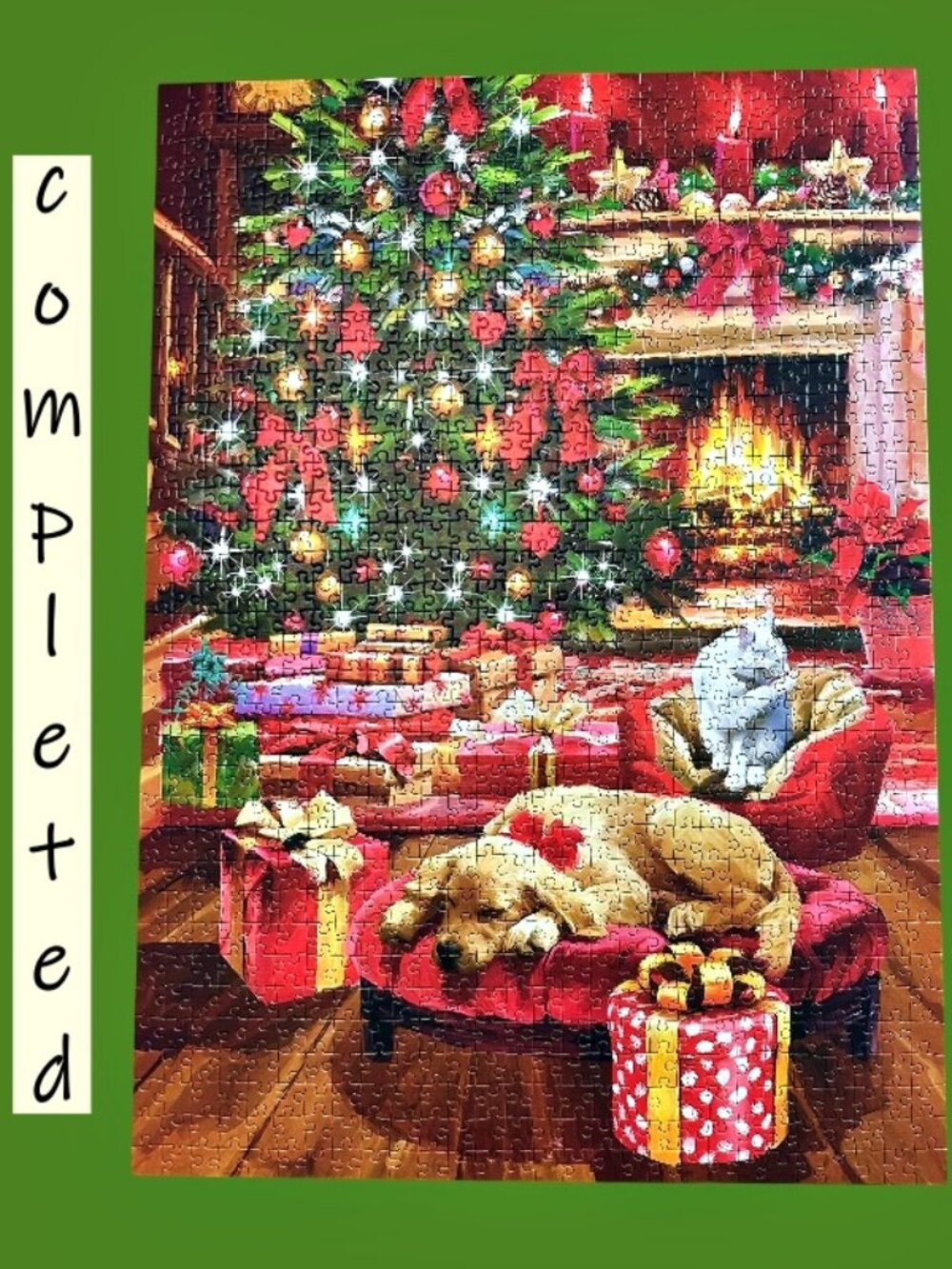 Christmas by the Fire LAB Jigsaw Puzzle 1000 Piece Portrait Clementoni COMPLETE! - Picture 1 of 8